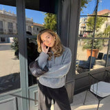 Tide Brand Round Cardigan Sweater Female Y2K Temperament Commuting Style Zipper Coat Loose Catcher Top 68HZ