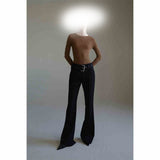 Slept Long-Legged Luxury Show Three-Dimensional Texture Apparent Thin Wide Belt Open Fork Micro-Horn Trousers Belt