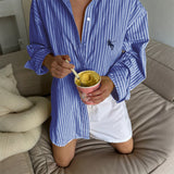 Dili Leisure Vacation Button Striped Long Sleeve Shirt Women's Winter 2025