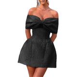 Dili Party Evening Dress Female Bow Bow Wind Tectorial Dress 2025 Spring And Summer