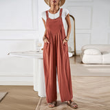 Dili Women's Solid-Colored Strapping Trousers 2025 Summer Loose Broad-Legged Trousers