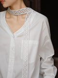 2026 Spring New Temperament Lightly Wears Elegant Lace Lace Ribbon On The Shirt Women's Clothing