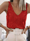 Spring/Summer 2025 New Sexy V-Neck Loose Slid T-Shirt Wears Inside Lady's Small Vest