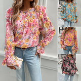 Dili Printed Shirt Women 2025 Autumn And Winter Femininity Commuting Long-Sleeved Shirt