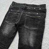 Vintage Double-Belt With Micro-Tight Jeans Men Y2k Street Water Wash To Make Old Hole Tug Pants Tide 68HZ