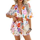 Dili 2025 Autumn And Winter Women's Bominiah Casual Holiday Style Bump Color Printing Short Trousers Set