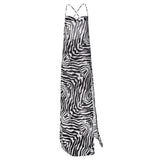 Ebay 2025 Autumn Fashion Zebra-Striking High Open Fork With Perspective Sexy Vacation Style Dress