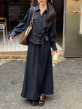 2026 Spring New Film Texture Smart Wearing Femininity Fashion Two Sets Loose Shirt Half Skirt