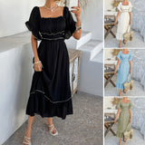Dili 2025 Spring/Summer Bohemia Leisure Vacation Collider Two-Sleeveed Dresses Women's Dresses
