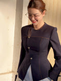 Spring 2026 New Design Round-Neck Shirt Imitation Denim Blouse Burst Recommended
