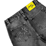 Trendy Embroidered Denim Shorts Men's Street Retro Water Wash Old Five-Point Trousers Loose Trousers 68HZ