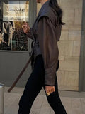 Autumn And Winter Women's Temperament Commuting Style Collar With Long-Sleeved Coat Leather Jacket Woman