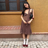 2025 Summer New Wave Point Sleeveless Body Body Wave Point High Waist Temperament Skirt Suit Woman 68HZ