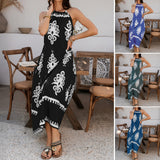Dili 2025 Spring And Summer Leisure Bomichian Holiday Wind Hanging Neck Sleeveless Dress Woman