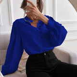 Spring 2025 New Elegant Solid Color Collar Long Sleeve Single-D Row Button Loose Women's Top Shirt Women