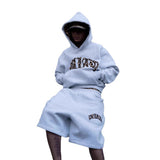 Y2k Leopard-Print Patch Design Hoodie Men And Women With The Same High Street Casual Pants Loose Set Trend 68HZ