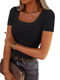 2025 New Burst Thread Pit Strip Sexy Long Sleeve Long Sleeve Collar Girl T-Shirt Hottie