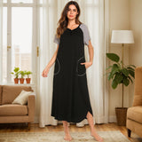 Spring And Summer Ladies Pyjamas Dress Color Cotton Frame Short Sleeve Dress Bumping Bag Women's Homewear Pajamas