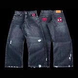 Hot Selling Spider Embroidery Ripped Jeans Men And Women Design Sense Harajian Hip Hops Straight Trousers 68HZ