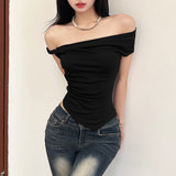 2025 Summer New Women's Street Fashion Sexy Word Open-Umbilated T-Shirt Girl 68HZ