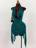 New Fashion Solid Temperament Niche Hanging Back Sex Dress Irregular Dress
