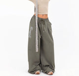 Vintage New Street Dance Jazz Large Version Of Loose Casual Trousers Women's Luminous Print Straight Sweats 68HZ