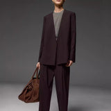 Set Anola Red Jane Extravagance Elegant Collarless Cone Trousers In Autumn And Winter Suit