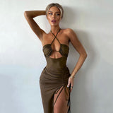 2025 New Show-Back Dress Jacket Sexy Hot Babes Bag Hip Dress Open Draw Rope Repair Dress