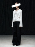 Showcase Personality Display Soft Glutinous Orchid Silk Ice-Scuffed Long-Sleeved Hooded Shirt