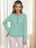 Women's Fashion Casual Loose Round-Neck Long-Sleeved Top Solid Color T-Shirt Women's Coat