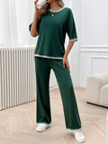 Dili Casual Holiday Style Simple Short-Sleeved Women's Straight-Through Trousers Suit Women's Clothing 2025 Spring And Summer