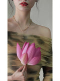 A Variety Of Wearing French New Chinese Style T-Shirt Women's Artistic Sense To See The Tie-Dye Net Long-Sleeved Holiday Shirt
