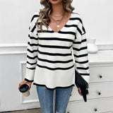 Dili Casual Holiday Wind Bumps Striped Long-Sleeved Sweater Women's Clothing 2025 Spring And Summer