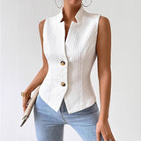 2025 Women's New Commuting V-Neck Buttonless Sleeve Vest Vest Coat Topess