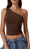 2025 Summer Women's New Sleeveless Shoulder Solid Color Repair Sexy Open-Enavel Vest T-Shirt