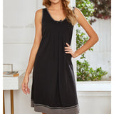 Summer Ladies Pyjamas Plating Spliced Sleeveless Vest Imitation Cotton Casual Home Clothes Pajamas