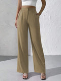 New Elegant Solid Color High-End Hanging Broad Leg Trousers Straight Suit Trousers Trousers Women's Pants