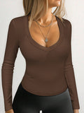 Dili Fashion Solid Color Long Sleeve Bottom Vest T-Shirt Women's Clothing 2025 Autumn And Winter