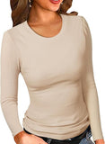 2025 New Women's Modale Ro-Necked T-Shirt Basic Solid Long Sleeve