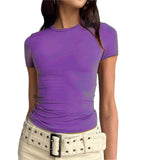 2025 Women's Long-Sleeved T-Shirt Spring And Autumn Solid-Colored T-Shirt T-Shirt Women's Street Dress Shirt Short