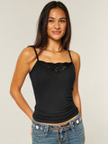 Hot Lace Splicing Inside The Bottom Shirt 2025 Spring And Summer Sexy Thin Sling Babes Thread Top