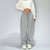 Black Trousers Women Retro Loose Trousers Trousers Hop Street Jogging Gray Casual Sports Fashion 68HZ