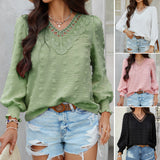 Dili 2025 Spring And Summer Top Women's Casual Holiday Style Solid Color With Lazamp Long-Sleeved Shirt Woman