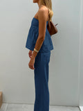 Dili Casual Vacation T-Mblade Blouse Straight Trousers Set Women's 2025 Autumn And Winter
