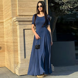 2025 Women's Autumn New Short-Sleeved Solid Round Dress Dress Dress