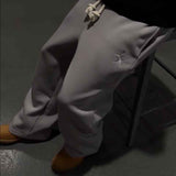 Tide Embroidery Double Waist-Headed Trousers Men And Women With The Same High Street Design Loose Fake Two Casual Pants 68HZ