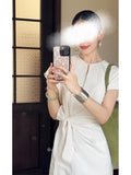The New Hopeful Holiday Wind Tied With White Dress Summer Short-Sleeved Dress