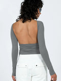 Y2K Burst Long-Sleeved T-Shirt Breathable Nylon Long-Sleeved Shirt Tight Bottom Shirt Women's Bare Backs