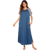 Spring And Summer Ladies Pyjamas Dress Color Cotton Frame Short Sleeve Dress Bumping Bag Women's Homewear Pajamas