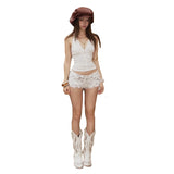 2025WISH Summer New Women's Solid Color Hanging Neck Dress Low-Waisted Ultra-Shorts Set 68HZ